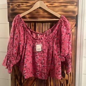 Free People Pink Floral Blouse